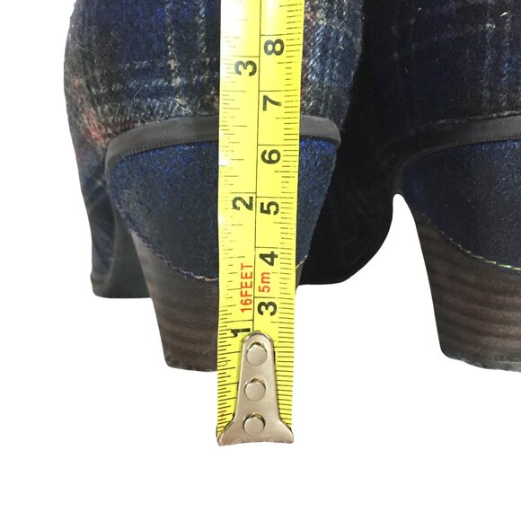 Spring Step LArtiste Scotala Heeled Ankle Boot 10/41 Navy Blue Plaid Leather Zip - Picture 5 of 13